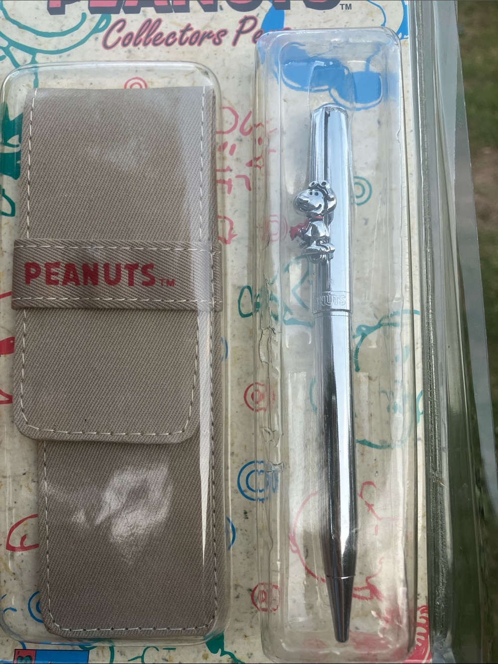 Peanuts Beige Twill Pen Pouch with Silver Flying Ace Brass Pen